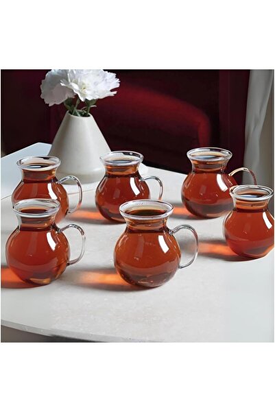 Yıldızan Set of 6 Borosilicate Glass Tea Cups - Large Chamber Heat Resistant ...