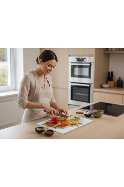 Yıldızan Msa Shop Heat Resistant Tempered Glass Cutting Board - Autumn Pumpki...
