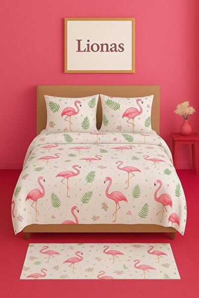 Yıldızan Msa Shop Ezgi Double Patterned Duvet Cover + 2 Pillowcases with Cove...