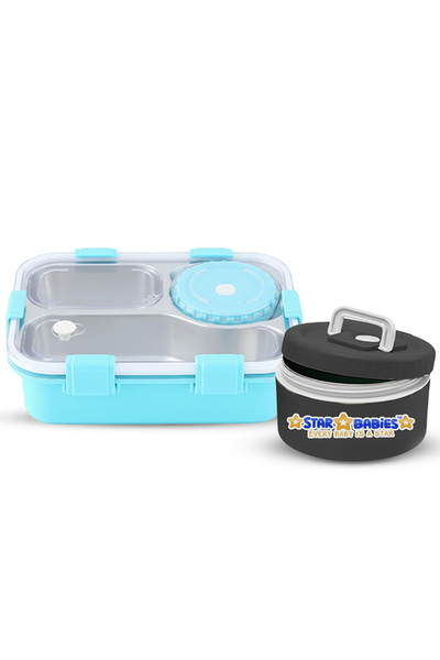 STAR BABiES - set of 2 - Stainless Steel Bento Lunch Box with 4 Compartments ...