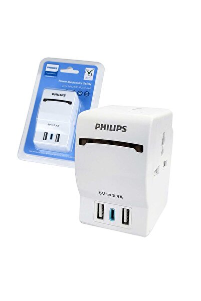 Philips 3 Way Travel Adapter with USB Ports, CHP8035W/56