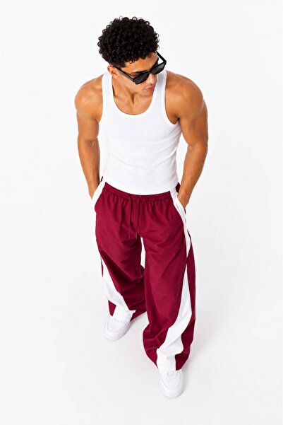 RE7EDİ Baggy Parachute Fabric Stopper Cuff Sweatpants Burgundy