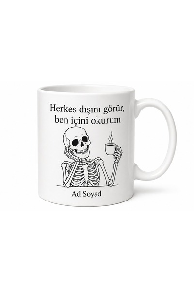 Tupya Gift Radyoloji Uzmanına Özel İskelet Esprili Siyah Beyaz Kupa Bardak Hediye