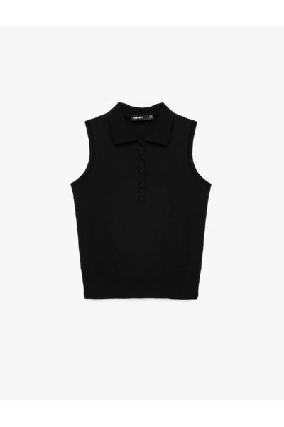 Koton Half Button Detailed Polo Collar Sleeveless Knitwear Athlete T-Shirt