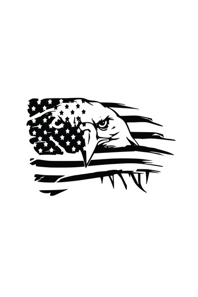 Amo-Stickers Sticker Auto American Eagle 30cm Argintiu