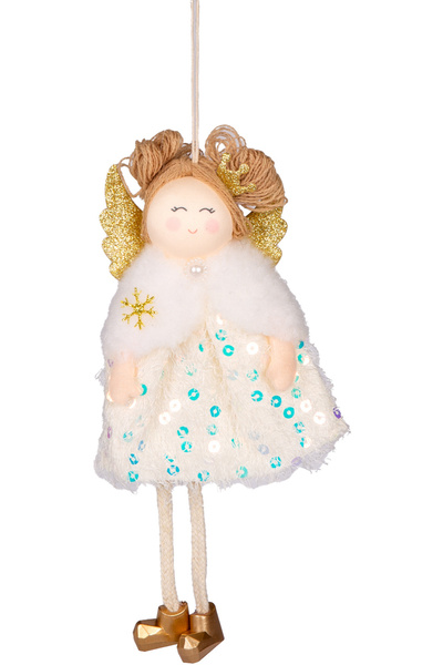 Herdekora Christmas Ornament, with Fairy Figure, Gold Star Detail, Gold-White...