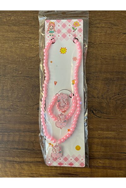 gülümse gel Kız Çocuk Unicornlu Renkli Boncuk Kolye Bileklik Yüzük Seti
