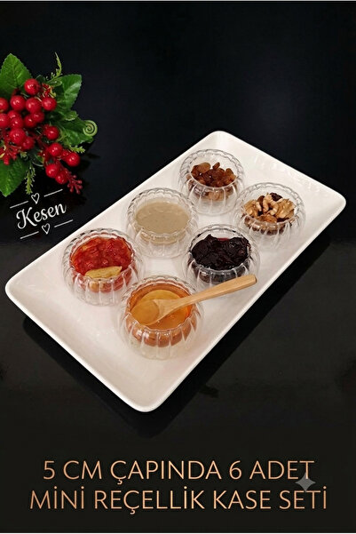 KESEN ZÜCCACİYE 6 Lı reçellik & drajelik mini sunumluk kase seti