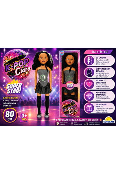 Sunman K-Pop Clara Super Star 80 CM Büyük Boy Oyuncak Bebek