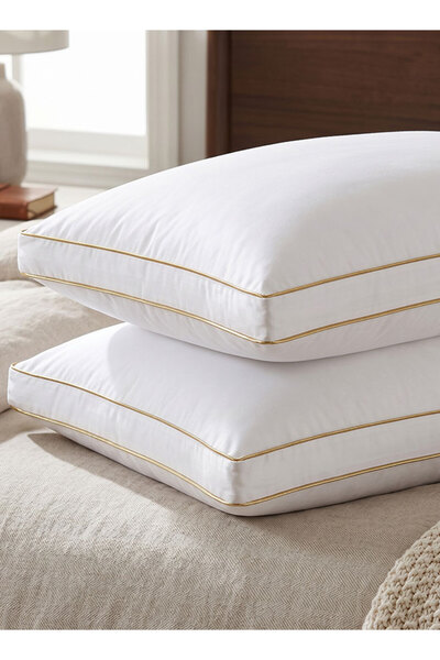 Medical Sleep 2 Pieces Bed Pillow with Double Golden Line 100% Cotton - 1000 ...