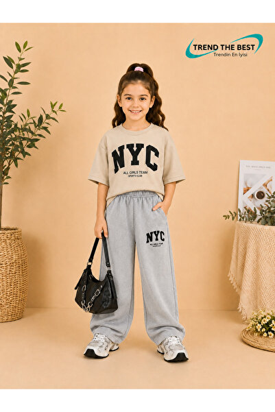 TREND THE BEST Trendin En İyisi Summer Girl Boy Unisex Kids Nyc Printed Gray ...