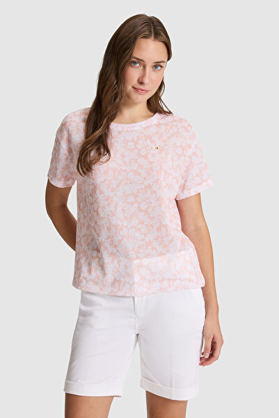 U.S. Polo Assn. Tricou de damă roz deschis cu gât tip crewneck 50322009-VR078