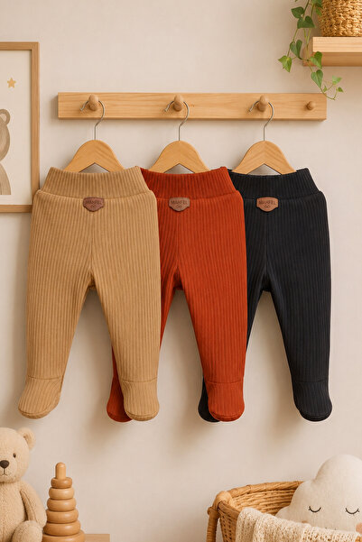 MAHFEL 100% Cotton Basic 3-Piece Unisex Baby Bottom Pants with Booties