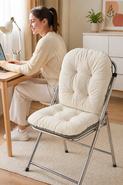 Generic 1 Velvet Non Slip Ergonomic Chair Cushion Backrest Strap Tufted Thick...