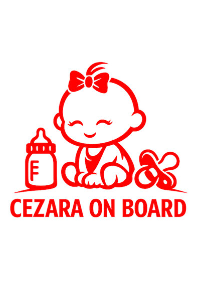 OEM Autocolant decorativ auto  "CEZARA LA BORD ", 10cm, Roșu