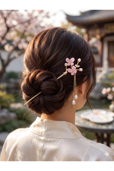 EUROAKSESUAR Flower Motif Pearl Metal Hair Clip