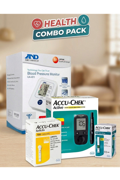 AND A&D Medical UA-611 Blood Pressure Monitor + Accu-Chek Active Blood Glucos...