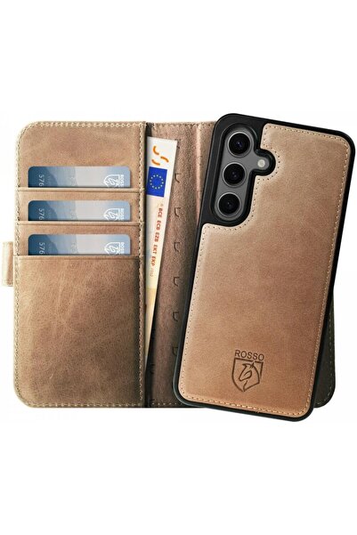 ROSSO Θήκη Samsung Galaxy S25 Elite Δερμάτινο Πορτοφόλι με MagSafe - Light Brown