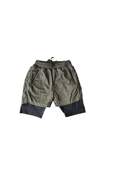 Machi Makiteks Khaki Quick Dry 2 in 1 Adult Unisex Sport Unprinted Tights Sho...