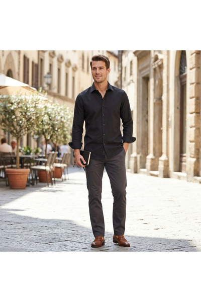 Fine Touch Slim Fit 100% Cotton Men's Shirt – Stylish and Comfortable