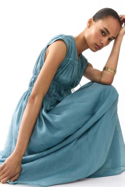 H&M Drawstring-detail ramie dress