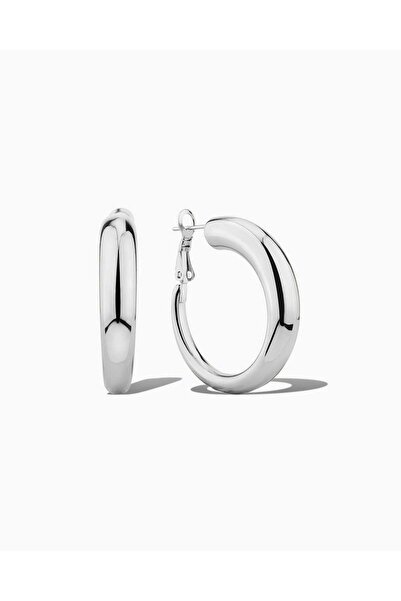 OYRE Silver Color Thick Tube Hoop Earrings