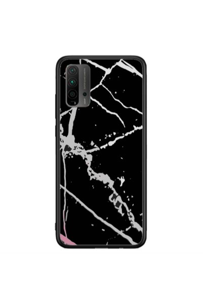 Other Xiaomi Redmi 9T Marble Cream Cracks Black Glossy Θήκη