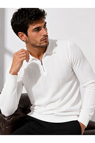 ModaYaren New Season Polo Collar Zippered Sweater