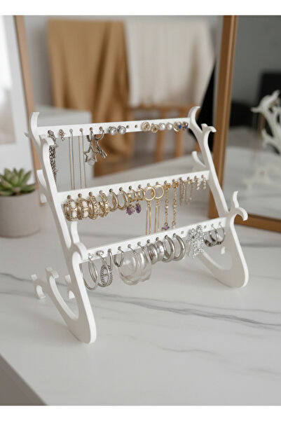 Empressco Modern 3-Compartment Jewelry and Earring Stand, Stylish and Practic...