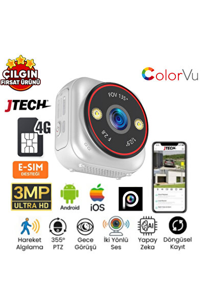 jtech Inox X30 3mp AOV e-Sim Kart Destekli Taşınabilir Bataryalı 4G Mini Kamera