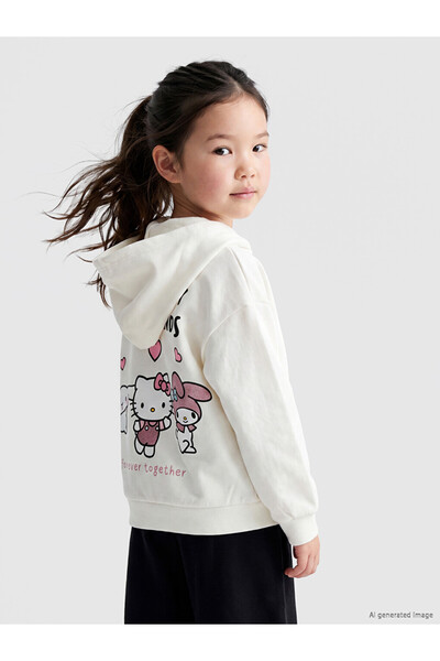 LC Waikiki Hooded Hello Kitty Printed Girl's Sweatshirt