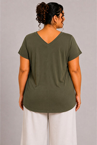 Gülmina Moda Women's Front Back V-Neck Plus Size Blouse