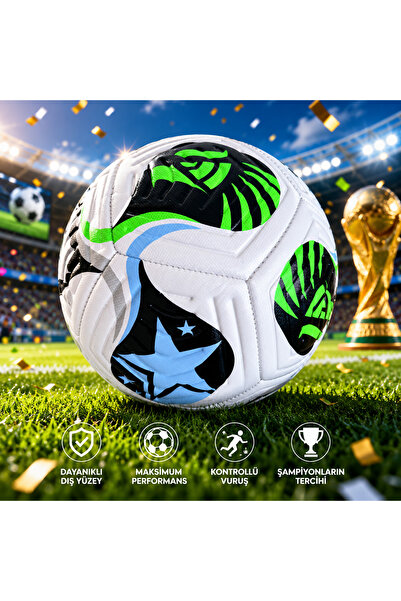 MUBX Dünya Kupası Desenli Dikişli Futbol Topu Profesyonel Antrenman ve Maç To...