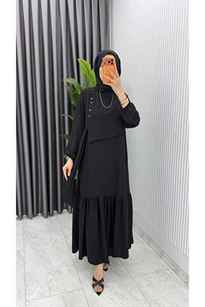TARZ-I HAS BUTİK Siyah Ceyşan Elbise Premium Seri Tam Boy Tesettür Giyim
