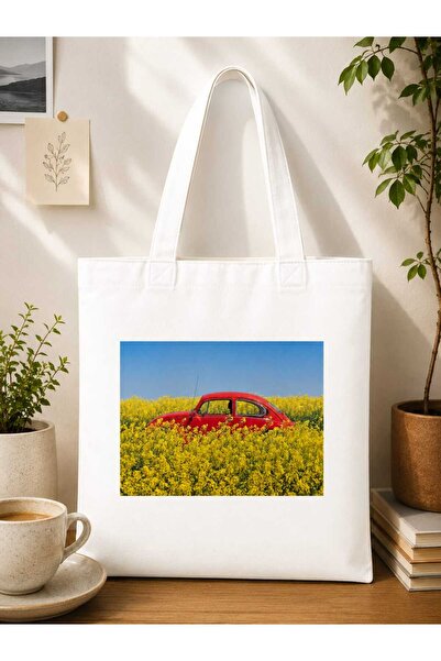 imkaya Beyaz Canvas Çanta - Kalın Kumaş - Bez Çanta - Günlük Omuz Çantası - B...