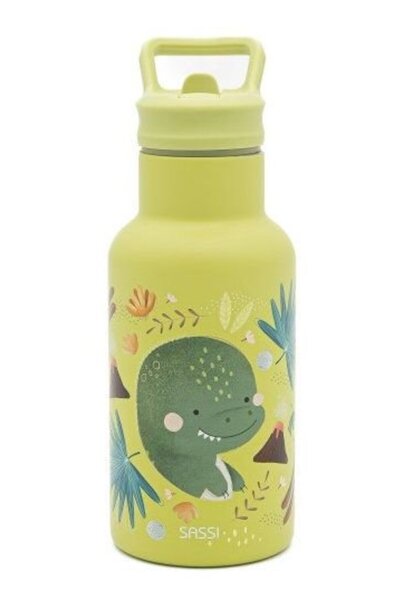 SASSI Ανοξείδωτο Θερμός Μπουκάλι με Καλαμάκι Cracky The Dinosaur 350ml (SB1174)