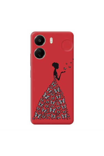 Other Xiaomi Redmi 13C Butterfly Girl Red Colored Silicone TPU Θήκη