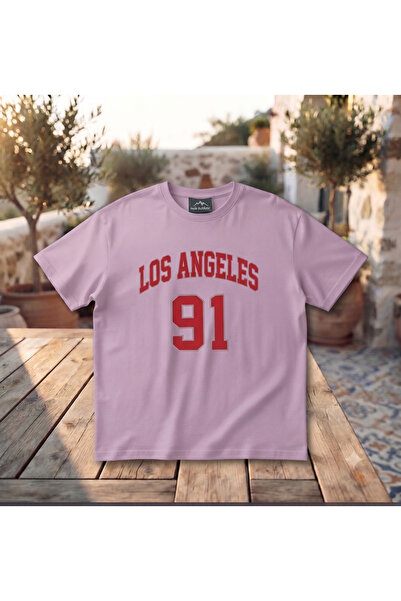 KOZİA OUTDOORS Women'S/Men's Unisex Los 91 Printed Crew Neck Oversized Combed...