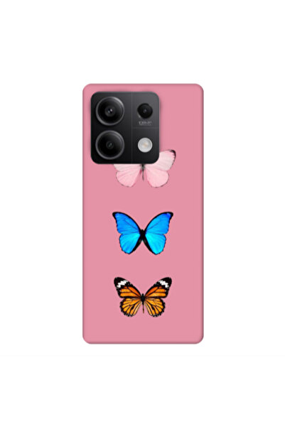 Other Xiaomi Redmi Note 13 5G Triple Butterfly Pink Colored Silicone TPU Θήκη