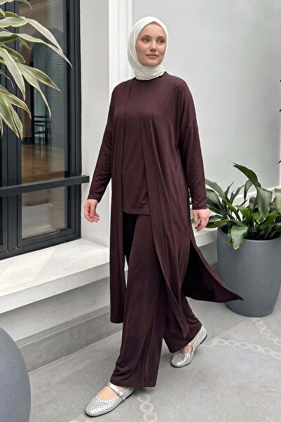 zenne Triple Viscose Combed Cotton Suit 13205 - Dark Mulberry