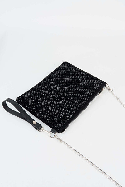 Vivaq Women's V Pattern Black Stone Suede Portfolio Handbag and Clutch Bag wi...