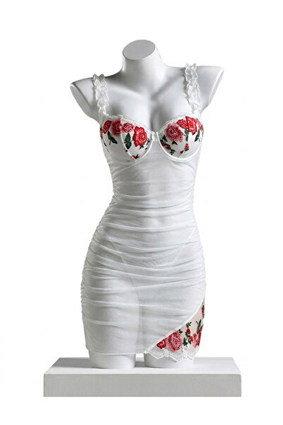 Sthxyfaith Lingerie for Women Sexy Mini Floral Embroidery Ruched Bodycon Mesh...