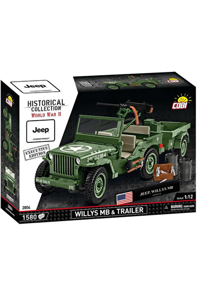 OEM Jeep Willys MB vopsit în culoare caramelie cu remorcă 1:12 - Ediție Exclu...