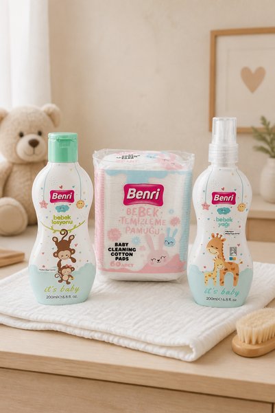 Benri BEBEK BAKIM SETİ BEBEK LOSYONU BEBEK YAĞI BEBEK PAMUĞU SETİ