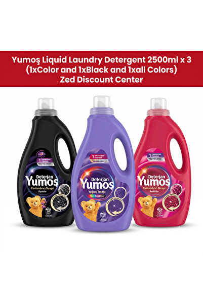 Yumoş Detergent lichid de rufe 2500ml x 3 (1x pentru culori, 1x pentru negru ...
