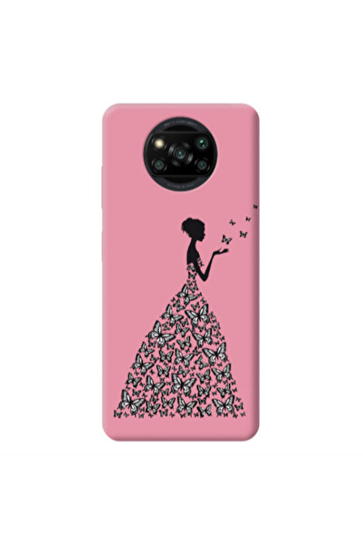 Other Xiaomi Poco X3 /X3 Pro Butterfly Girl Pink Colored Silicone TPU Θήκη
