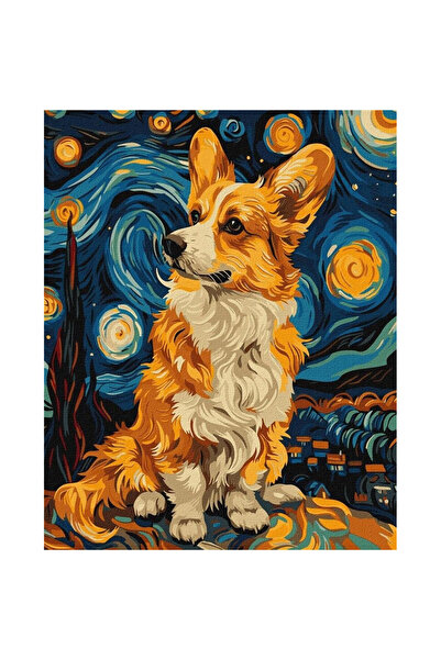 ideyka Set pictura pe numere/kit Corgi Magic, panza preprintata, 40×50 cm, Mu...