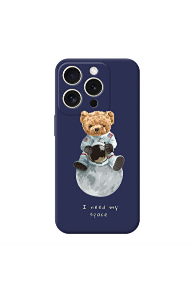 Other Apple iPhone 15 Pro Bear in space Dark blue Colored Silicone TPU Θήκη