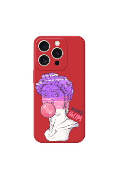 Other Apple iPhone 15 Pro Pin Bubble Red Colored Silicone TPU Θήκη