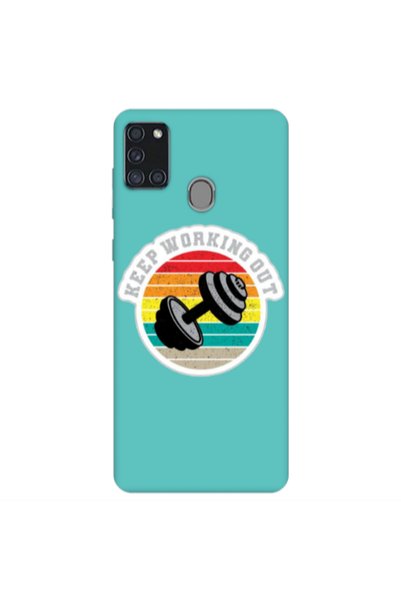 Other Samsung A21S Keep working out Turquoise Colored Silicone TPU Θήκη